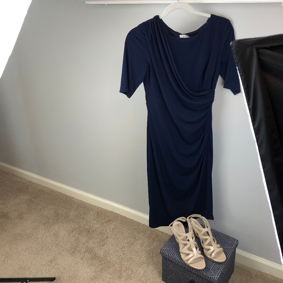 Navy faux wrap dress - Picture 2 of 7